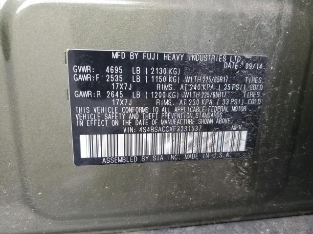 2015 SUBARU OUTBACK 2. 4S4BSACCXF3231537