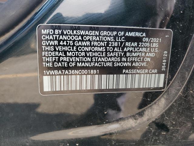 2022 VOLKSWAGEN PASSAT LIM 1VWBA7A36NC001891