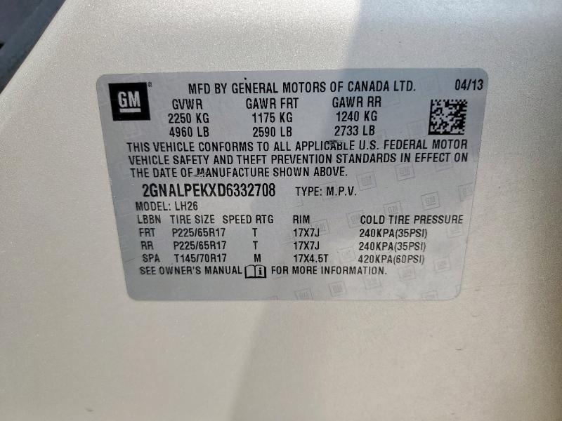 2013 CHEVROLET EQUINOX LT - 2GNALPEKXD6332708