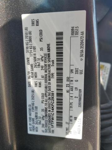 2019 FORD F150 SUPER 1FTFW1C14KFC29381