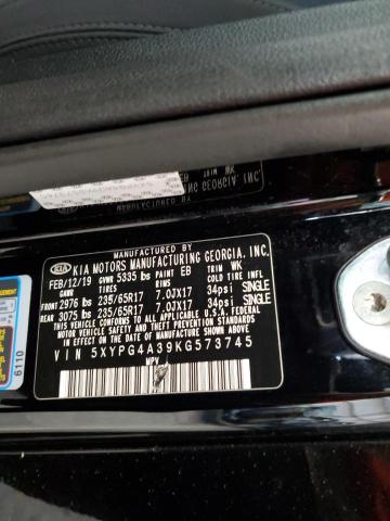 2019 KIA SORENTO L 5XYPG4A39KG573745