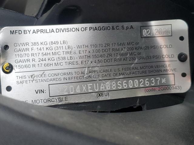 2025 APRILIA RS 457 ZD4XEUA08S6002637