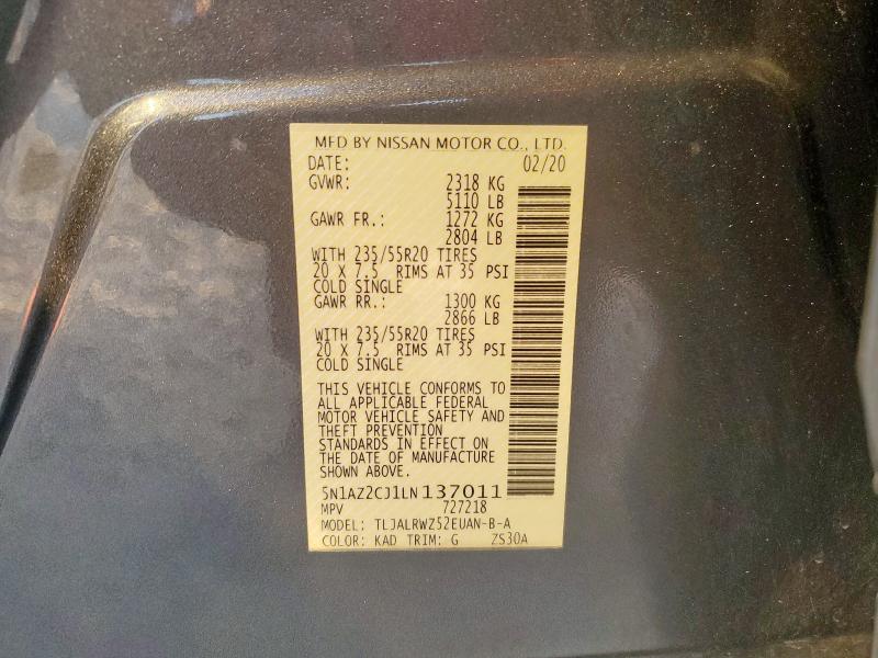 2020 NISSAN MURANO SL 5N1AZ2CJ1LN137011