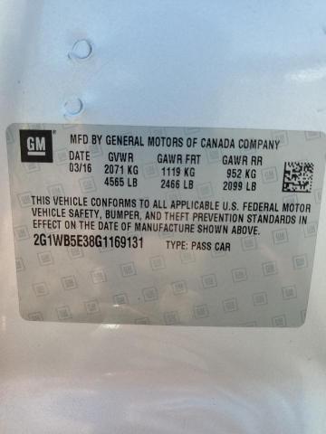 2016 CHEVROLET IMPALA LIM 2G1WB5E38G1169131