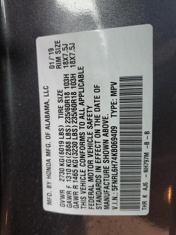 2019 HONDA ODYSSEY EXL - 5FNRL6H74KB069409