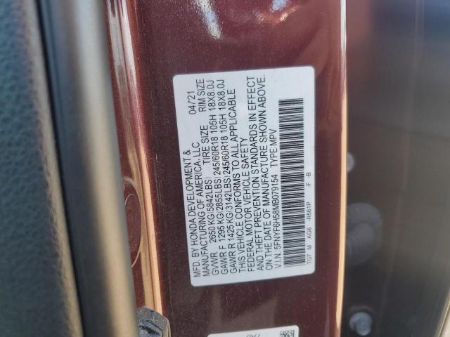 2021 HONDA PILOT EXL 5FNYF6H58MB079154