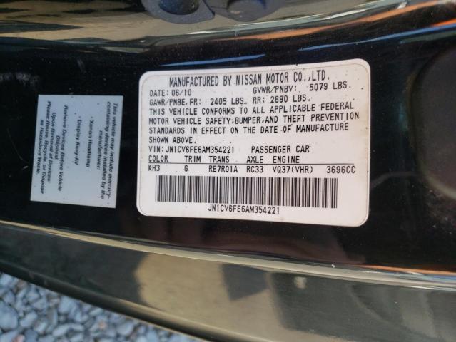 2010 INFINITI G37 BASE - JN1CV6FE6AM354221