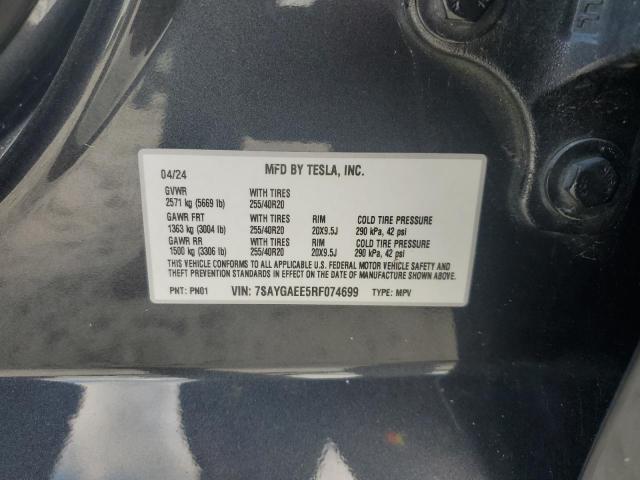 2024 TESLA MODEL Y 7SAYGAEE5RF074699