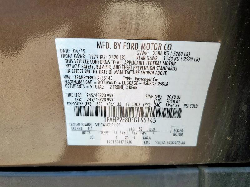 2015 FORD TAURUS SEL 1FAHP2E80FG155145