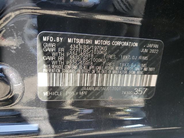 2022 MITSUBISHI OUTLANDER JA4ARUAU1NU017001