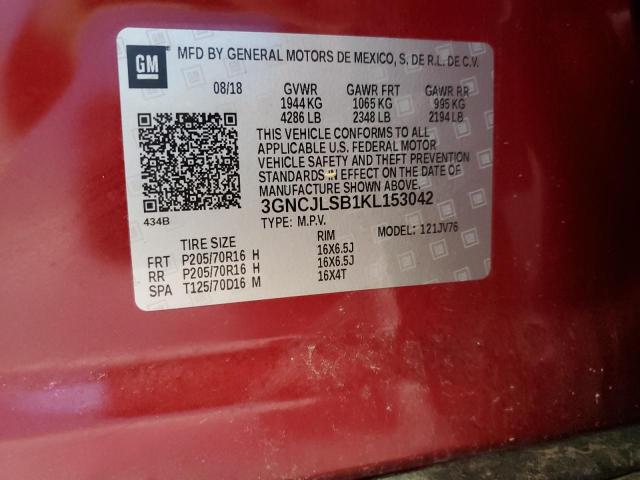2019 CHEVROLET TRAX 1LT 3GNCJLSB1KL153042