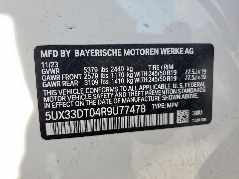 2024 BMW X4 XDRIVE3 5UX33DT04R9U77478