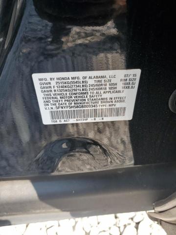 2016 HONDA PILOT EXL 5FNYF5H58GB009345