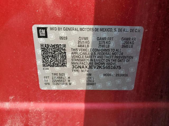 2019 CHEVROLET EQUINOX LT - 3GNAXJEV2KS651675