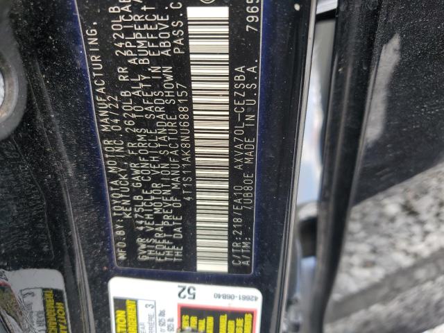 2022 TOYOTA CAMRY NIGH 4T1S11AK8NU688157