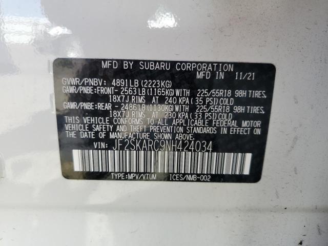 2022 SUBARU FORESTER TOURING JF2SKARC9NH424034