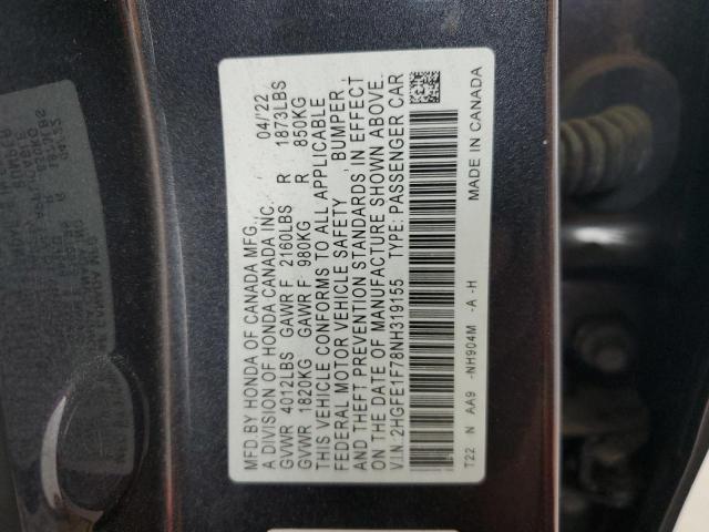 2022 HONDA CIVIC EX 2HGFE1F78NH319155