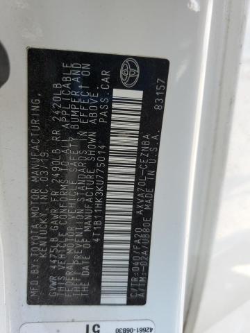2019 TOYOTA CAMRY L 4T1B11HK3KU775014