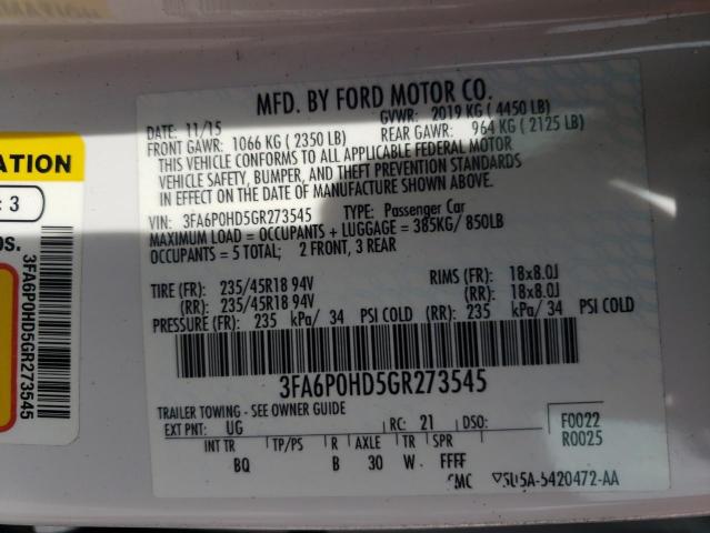 2016 FORD FUSION SE - 3FA6P0HD5GR273545