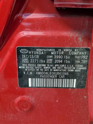 2019 HYUNDAI ELANTRA SPORT KMHD04LB1KU841046