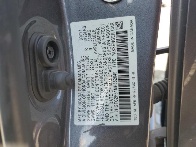 2021 HONDA CIVIC LX 2HGFC2F61MH552649