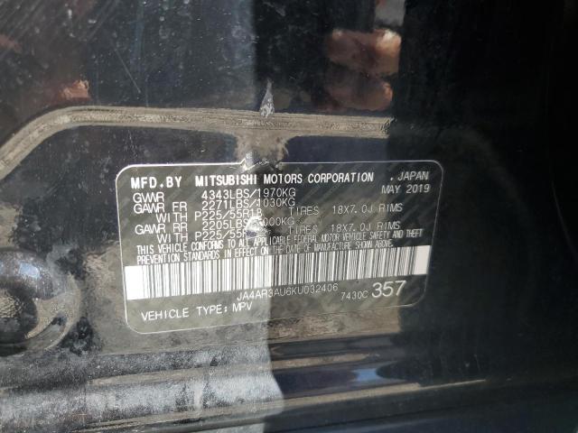 2019 MITSUBISHI OUTLANDER JA4AR3AU6KU032406