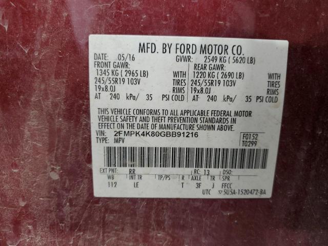 2016 FORD EDGE TITANIUM 2FMPK4K80GBB91216
