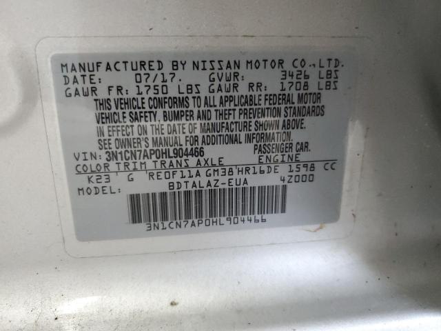 2017 NISSAN VERSA S 3N1CN7AP0HL904466