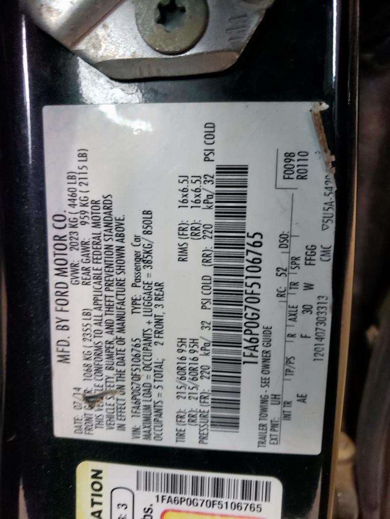 2015 FORD FUSION S - 1FA6P0G70F5106765