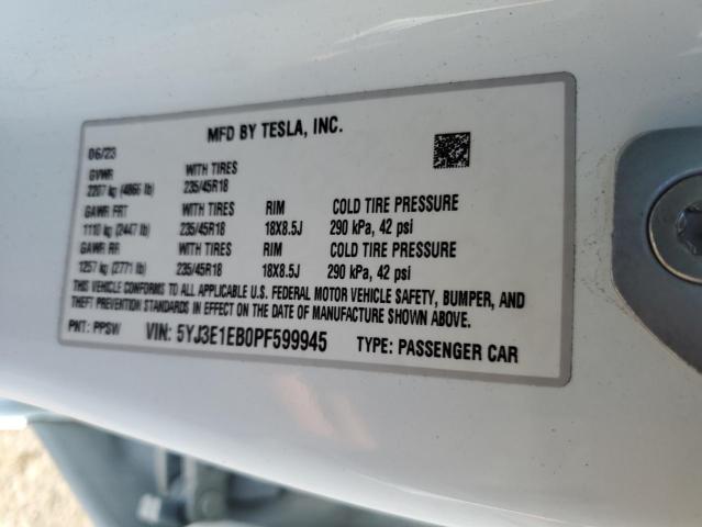 2023 TESLA MODEL 3 5YJ3E1EB0PF599945