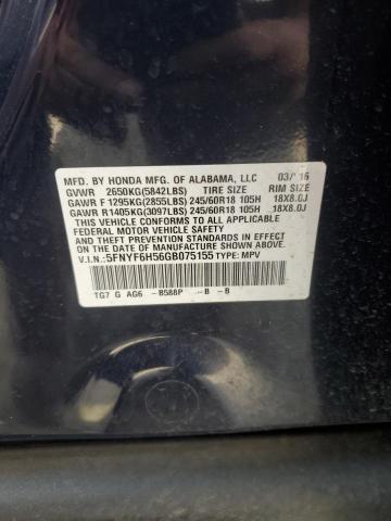 2016 HONDA PILOT EXL 5FNYF6H56GB075155