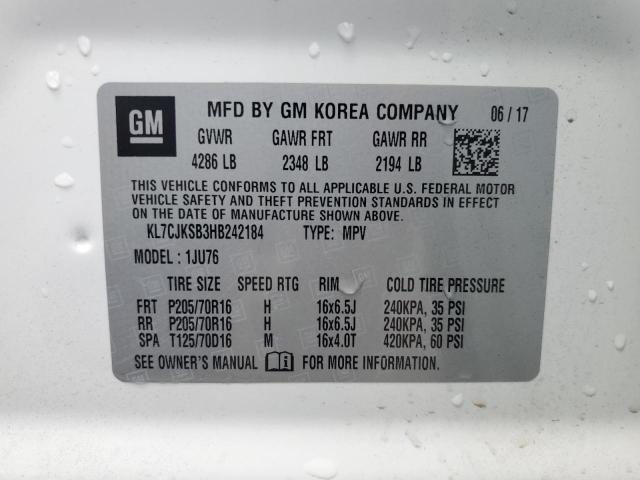 2017 CHEVROLET TRAX LS KL7CJKSB3HB242184