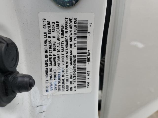 2019 HONDA INSIGHT EX 19XZE4F57KE026768