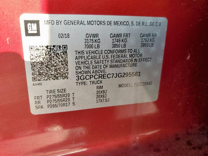 2018 CHEVROLET silverado 3GCPCREC7JG295561