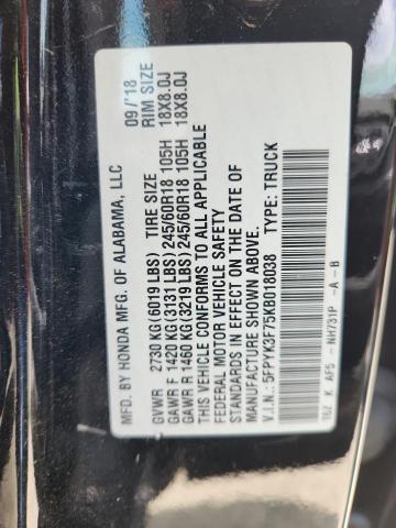 2019 HONDA RIDGELINE 5FPYK3F75KB018038