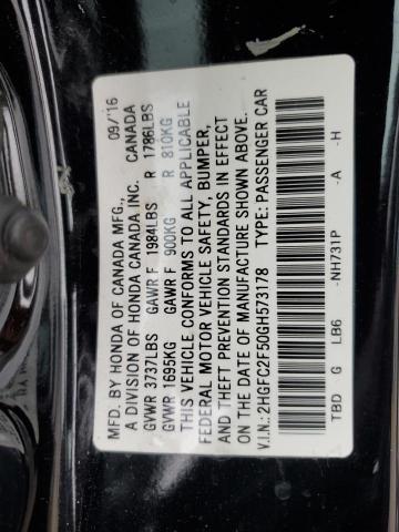 2016 HONDA CIVIC LX 2HGFC2F50GH573178