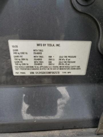 2021 TESLA MODEL Y 5YJYGDEE0MF062578