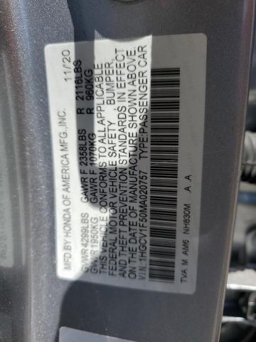 2021 HONDA ACCORD EXL 1HGCV1F50MA020757