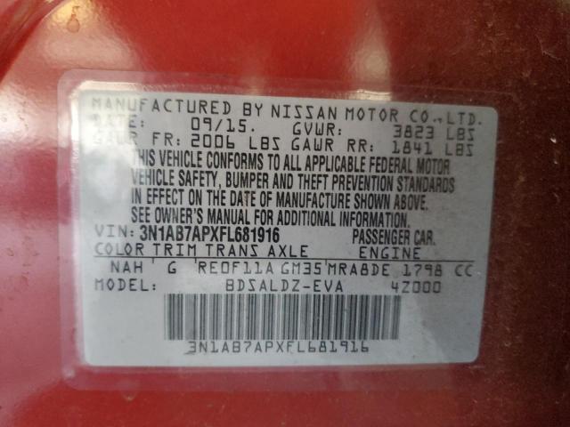 2015 NISSAN SENTRA S - 3N1AB7APXFL681916