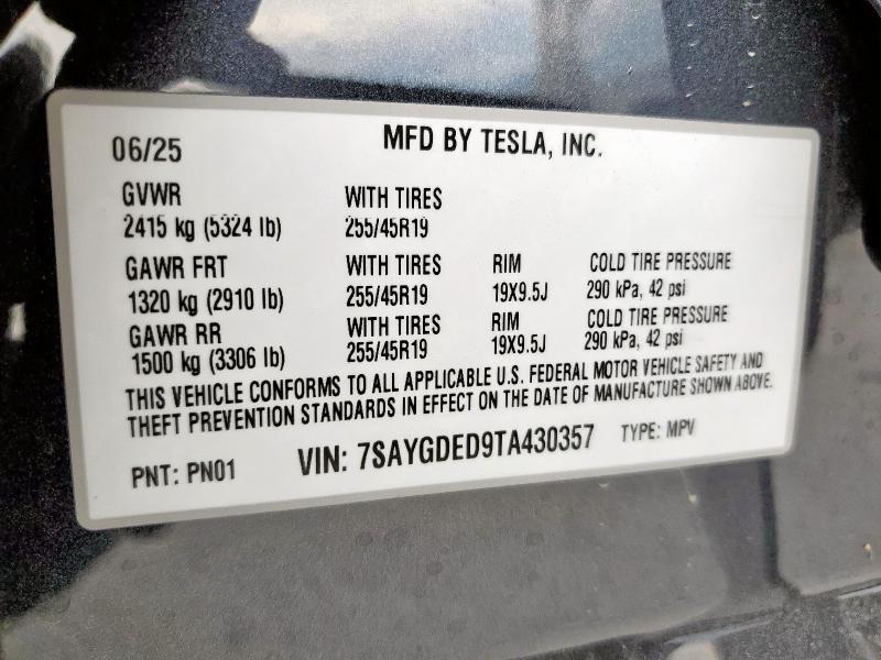 2026 TESLA MODEL Y 7SAYGDED9TA430357