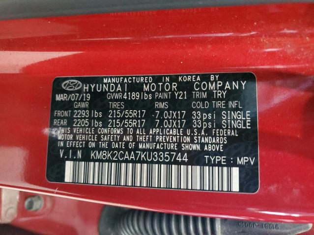 2019 HYUNDAI KONA SEL KM8K2CAA7KU335744