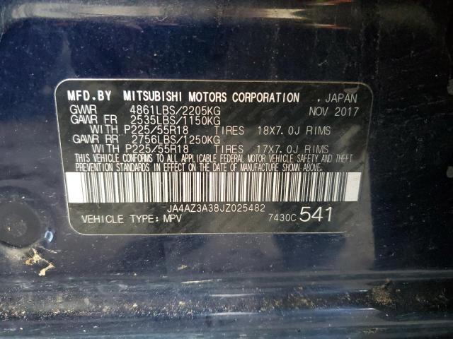 2018 MITSUBISHI OUTLANDER JA4AZ3A38JZ025482