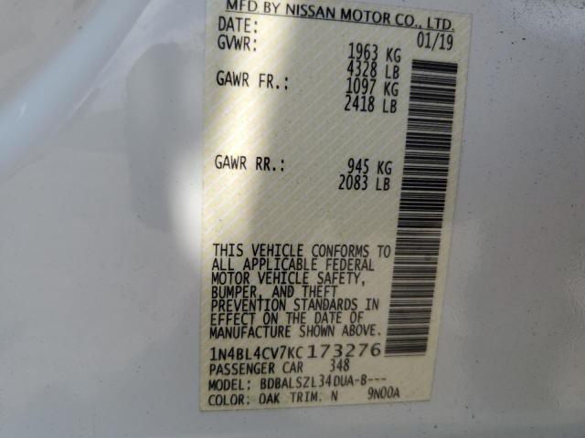 2019 NISSAN ALTIMA SR 1N4BL4CV7KC173276