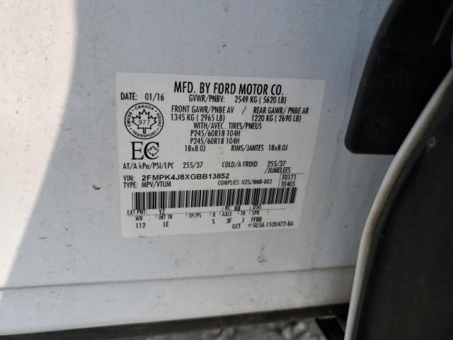 2016 FORD EDGE SEL 2FMPK4J8XGBB13852