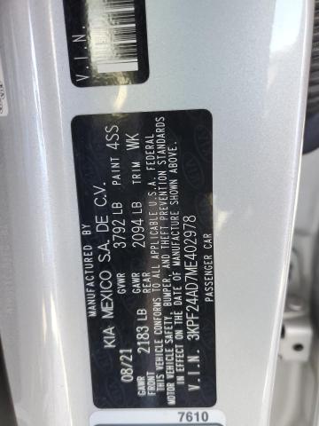 2021 KIA FORTE FE 3KPF24AD7ME402978