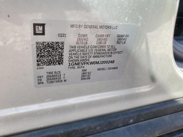 2021 CHEVROLET TRAVERSE LS 1GNEVFKW0MJ200248