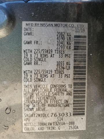 2020 NISSAN ROGUE S 5N1AT2MT0LC763033