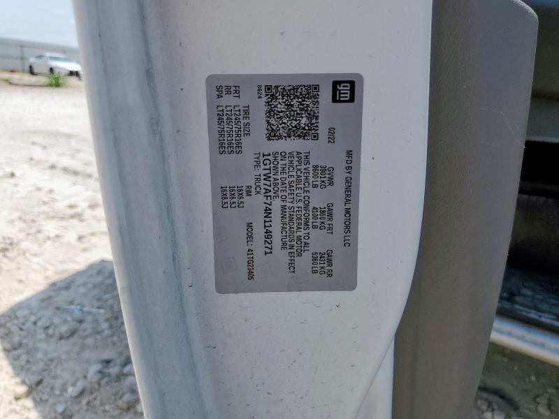 2022 GMC SAVANA G25 1GTW7AF74N1149271
