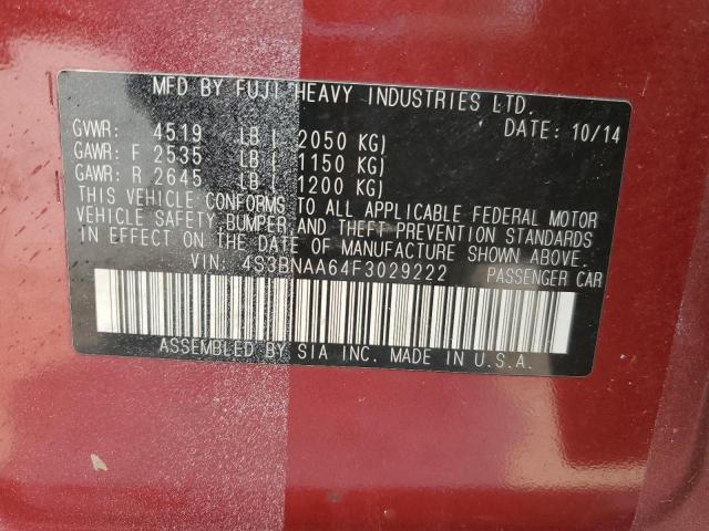 2015 SUBARU LEGACY 2.5 4S3BNAA64F3029222