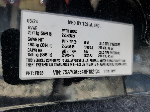 2024 TESLA MODEL Y 7SAYGAEE4RF182134